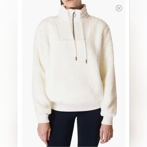 ▶️ Sweaty Betty  ◀️ Sherpa Half Zip Sweatshirt Lily White XL